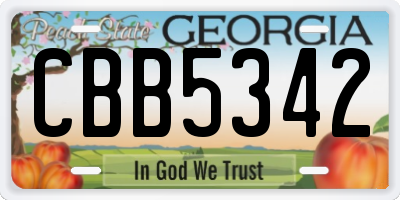 GA license plate CBB5342