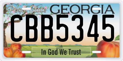 GA license plate CBB5345