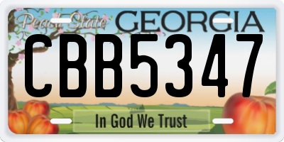 GA license plate CBB5347