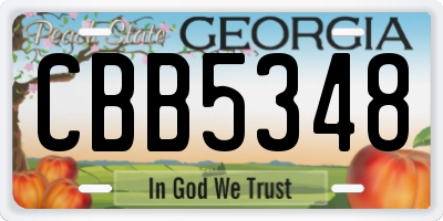 GA license plate CBB5348