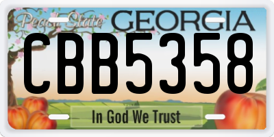 GA license plate CBB5358