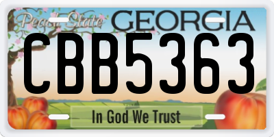 GA license plate CBB5363