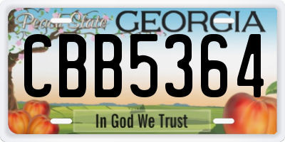 GA license plate CBB5364