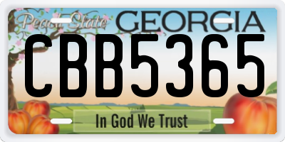 GA license plate CBB5365