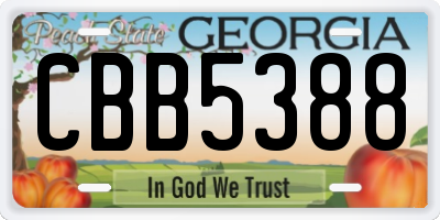 GA license plate CBB5388