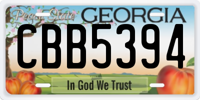 GA license plate CBB5394