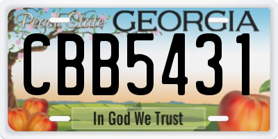 GA license plate CBB5431