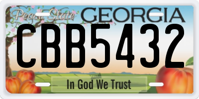 GA license plate CBB5432