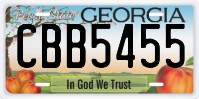 GA license plate CBB5455