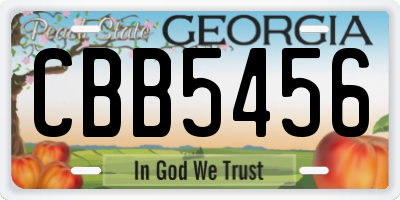 GA license plate CBB5456