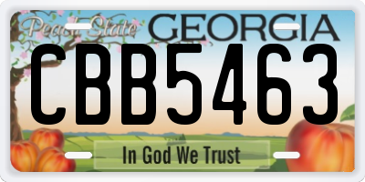 GA license plate CBB5463