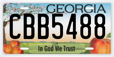 GA license plate CBB5488