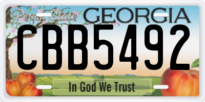 GA license plate CBB5492