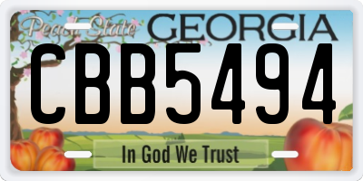GA license plate CBB5494