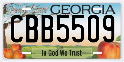 GA license plate CBB5509