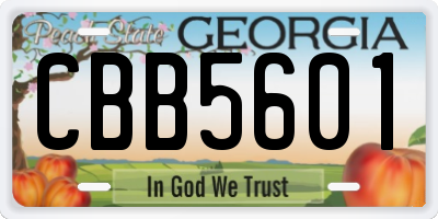 GA license plate CBB5601