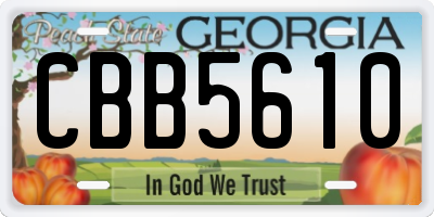 GA license plate CBB5610