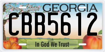 GA license plate CBB5612