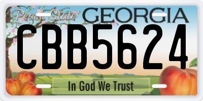 GA license plate CBB5624