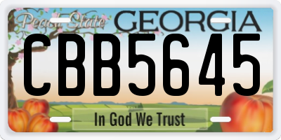 GA license plate CBB5645
