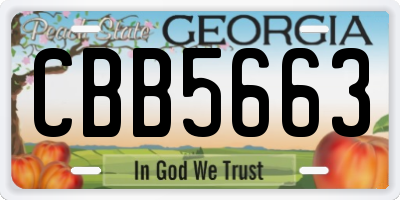 GA license plate CBB5663