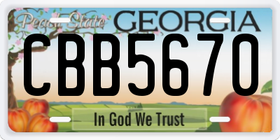 GA license plate CBB5670