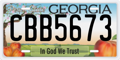 GA license plate CBB5673