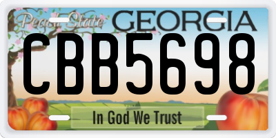 GA license plate CBB5698