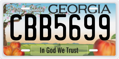 GA license plate CBB5699