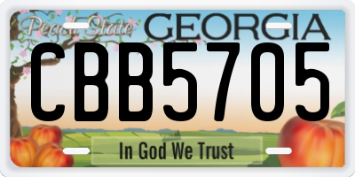 GA license plate CBB5705