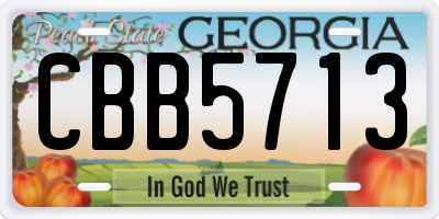 GA license plate CBB5713