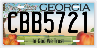 GA license plate CBB5721