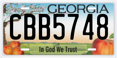 GA license plate CBB5748