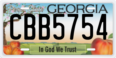 GA license plate CBB5754