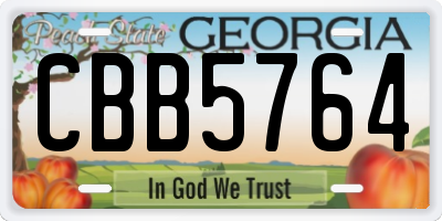 GA license plate CBB5764