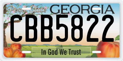 GA license plate CBB5822