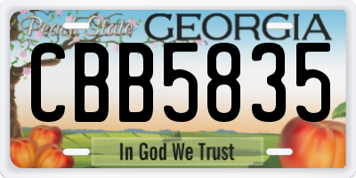 GA license plate CBB5835