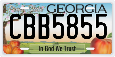 GA license plate CBB5855