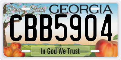 GA license plate CBB5904