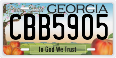 GA license plate CBB5905