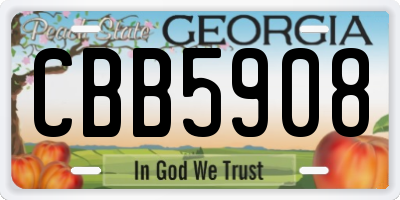 GA license plate CBB5908