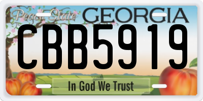 GA license plate CBB5919