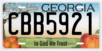 GA license plate CBB5921