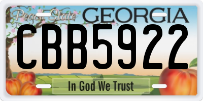 GA license plate CBB5922