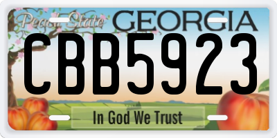 GA license plate CBB5923