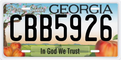 GA license plate CBB5926