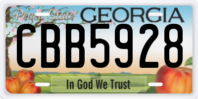 GA license plate CBB5928