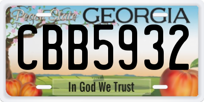 GA license plate CBB5932