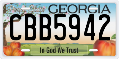 GA license plate CBB5942