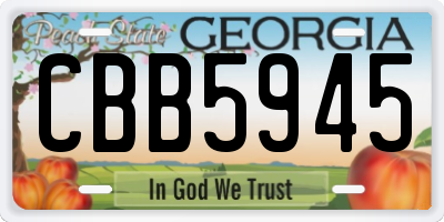 GA license plate CBB5945